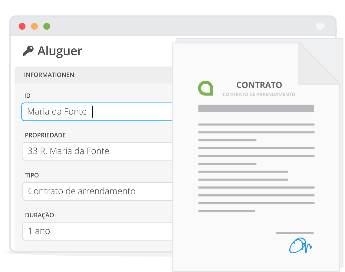 Contrato de aluguel previamente preenchido